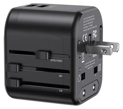 Obrázok produktu pre Univerzálny nastaviteľný cestovný adaptér, 12 W napájací zdroj s 2 USB portmi