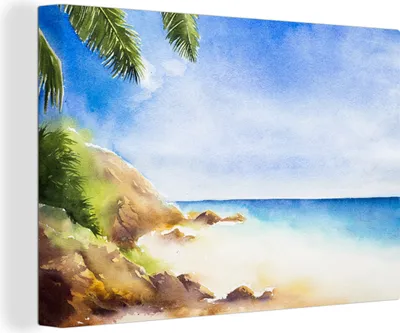 Produktbild von OneMillionCanvasses® - Leinwandbilder - 140x90 cm, Meer - Strand - Berge, Wandbilder Kunstdruck Wanddekoration