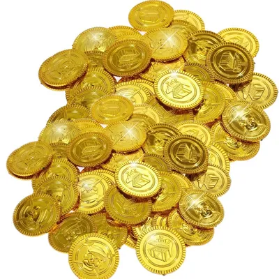100 Kunststoff-Goldmünzen Piratenschatz Spielzeug für Kinder