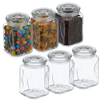 Image de Ensemble de 6 récipients de stockage en verre hermétiques, capacité de 750 ml