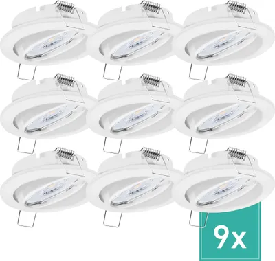 Produktbild von 9er Set Oktaplex Einbaustrahler schwenkbar dimmbar inkl. LED Modul 3000K warmweiß - Deckenspot Weiß