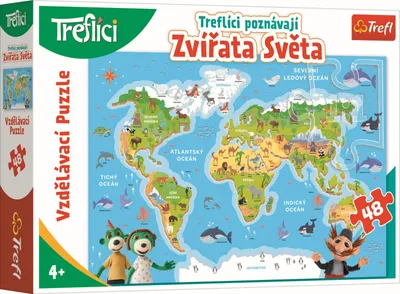 Obrázok produktu pre Trefl Puzzle Treflíci spoznávajú zvieratká sveta / 48 dielikov