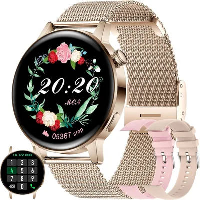 Zdjęcie produktu dla Smartwatch damski z funkcją telefonu 1,36-calowy zegarek HD Monitor tętna SpO2 Monitor snu Cykl menstruacyjny Krokomierz Odtwarzacz muzyki Android iOS