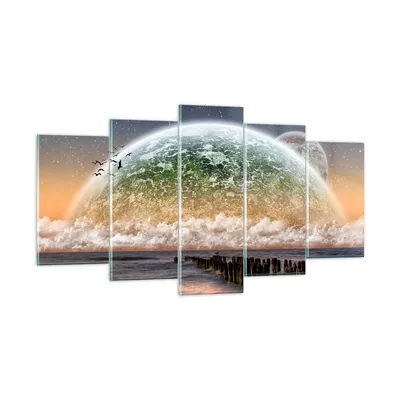 Produktbild von Bilder auf glas - Abstraktion Planet Erde Globus - 160x85cm - Glasbilder - Wandbilder - Kunstdruck - zum Aufhängen bereit - Wanddekoration aus Glas - Glas Bilder - Wandbild auf Glas - GEA160x85-0353