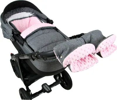 Produktbild von BABYLUX Fußsack 90cm MINKY Kinderwagen Buggy Babyschale Grau + Rosa + Handmuff
