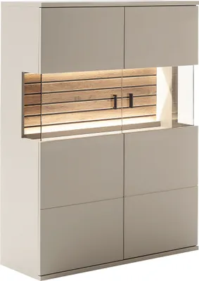 Produktbild von Highboard 100 cm in grau mit Eiche inkl. Beleuchtung LIEZEN-05