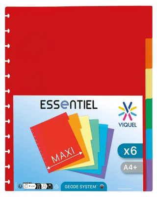 Immagine prodotto di Viquel - Confezione da 6 quaderni formato Maxi A4 con perforazione speciale per raccoglitori trasparenti "Geode"
