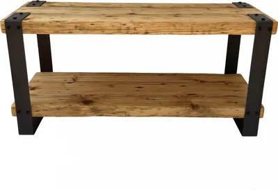 Produktbild von Wikinger Schuhregal Regal Sideboard Sitzbank Schuhschrank Holz massiv Massivmöbel Industrial Metall Flur Eingangsbereich Lowboard Garderobe LPManufaktur