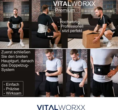 Produktbild von VITALWORXX Rückengurt Professionell - Farbe silbergrau - Größe XXXL (für Taillenumfang 110 - 125 cm)