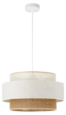 Produktbild von Hängeleuchte Metall Stoff E27 D: 40 cm rund H: max. 90 cm Weiß Natur Modern