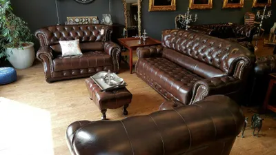 Produktbild von Chesterfield Vollleder 3+2+1 Sofagarnitur Couch Polster Sitz Garnitur Arlington