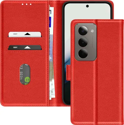 Produktbild von Avizar, Chesterfield Etui Redmi 15 5G Kornstruktur mit Ständer, Rot