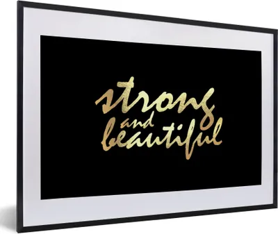 Produktbild von MuchoWow® Gerahmtes Poster Zitate - Motivation - Schwarz - Gold 60x40 cm - Poster mit Schwarzem Bilderrahmen Wandposter Rahmen Foto Bilder - Schlafzimmer - Plakat in Rahmen - Drucken