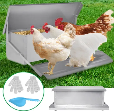 Obrázok produktu pre XINZI Automatický kŕmidlo na 10 kg krmiva, kŕmidlo pre hydinu, automatické kŕmidlo pre sliepky s pedálom na automatické otváranie a vodotesným vekom
