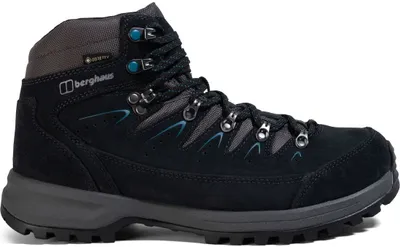 Schwarzer Wanderstiefel "Explorer Trek GTX Tech Boot" von Berghaus mit Schnürung und griffiger Sohle.