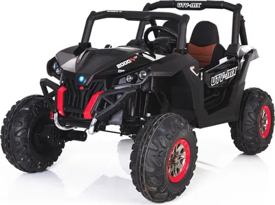 Immagine prodotto di Macchinina elettrica NEW RSX Nera, trazione 4x4, 2x12V, ruote EVA, ampio sedile a due posti, chiave di avviamento, telecomando 2,4 GHz, 4 motori, due posti.