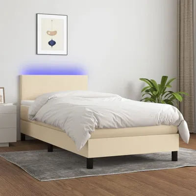 Produktbild von Möbel Boxspringbett mit Matratze & LED Creme 90x200 cm Stoff - Klassische Betten 3132970
