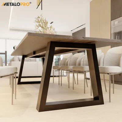 Immagine prodotto di MetaloPro Extreme - Gambe stabili in metallo per tavolo, nero Slitte/telaio per tavolo da pranzo, gambe per scrivania, forma trapezoidale, design resistente per soggiorno e ufficio - 240x80x72 cm
