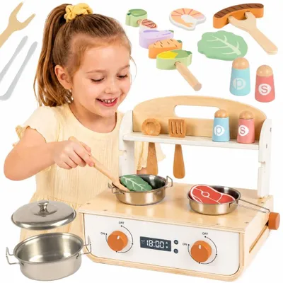 Image de Cuisine en bois Tooky Toy avec barbecue et accessoires