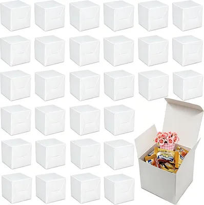 Imagen del producto de Cajas de regalo de papel, color blanco, de 7,5 x 7,5 x 7,5 cm, paquete de 50 unidades, para celebraciones