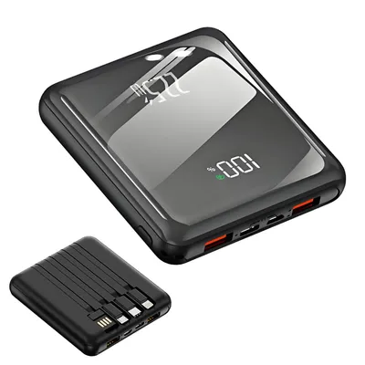 Produktbild von Mini Powerbank 20000mAh mit integriertem Kabel, Schnellladung, tragbares Ladegerät, große Kapazität, ideal als Geschenk