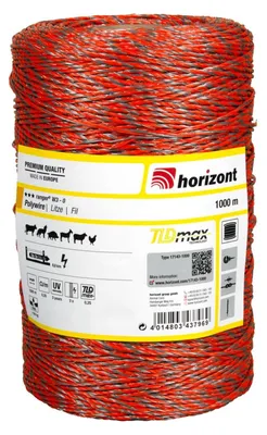 Produktbild von horizont Weidezaunlitze ranger® W3-O, 1000 m lang, orange, 3x 0,25 mm TBmax-Leiter, 160 kg Bruchlast, für Mittlere bis lange Zäune, Weidezaunband, Breitband Litze, Elektrozaun