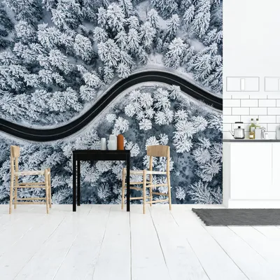 Produktbild von Muralo XXL Vlies FOTOTAPETE WALD Winter Aussicht von oben 3D Effekt (B) 208 cm x (H) 146 cm Tapete Wandtapete WOHNZIMMER SCHLAFZIMMER 4584