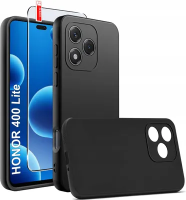 Zdjęcie produktu dla Etui Czarne Matowe Silikon Slim do Honor 400 Lite + SZKŁO 9H