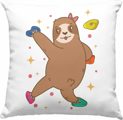 Produktbild von Trendation - Klettern Bergsteigen Geschenk Deko-Kissen mit Füllung 40x40 Boulder Geschenkidee Berge Faultier Grafik Kinder Lustig (Rosa)