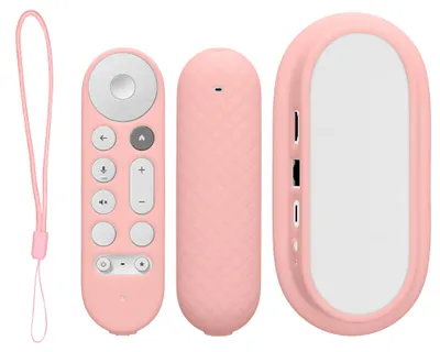 Produktbild von kwmobile 2x Hülle für Fernbedienung und Streaming Gerät kompatibel mit Google TV Streamer 4K - Silikon Case Set für TV Zubehör in Altrosa