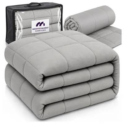 Produktbild von MalTec Gewichtsdecke 6,8 kg 150x200 cm Sensorische Therapiedecke mit Glasperlen für Erwachsene Grau Entspannungsdecke