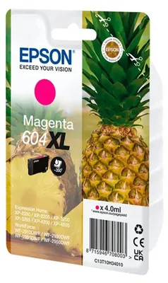 Obrázek produktu pro Epson Singlepack Magenta 604XL Ink, Vysoká (XL) výtěžnost, Purpurová, 4 ml, 1 kusů, 350 str., Balení po jednom