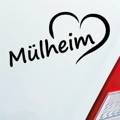 Produktbild von Auto Aufkleber Mülheim Herz Stadt City Liebe Love Heimat 16x8 cm Schwarz Glanz Sticker Heckscheibenaufkleber