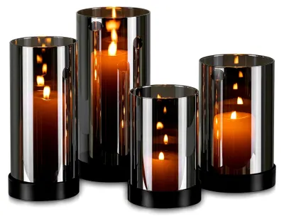 Produktbild von Windlicht aus Glas in Schwarz - 4er Set für Tischdekoration