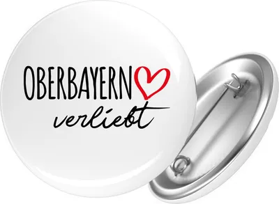 Produktbild von Huuraa Button Oberbayern verliebt 25mm rund mit Sicherheitsnadel Ansteckbutton Geschenkidee