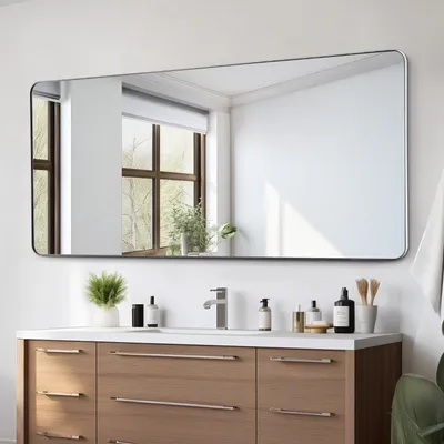 Zdjęcie produktu dla VEVOR lustro ścienne lustro do makijażu lustro łazienkowe 1828 x 813 x 25 mm prostokątne lustro, srebrna rama ze stopu aluminium