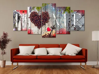 Produktbild von Akustikbild Home 200x100 cm 5-teilige Bilder Akustikschaum Hochleistungsschallabsorber Schallschutz Leinwand 5 tlg Wandbild Raumakustik Schalldämmung f-A-0008-b-n