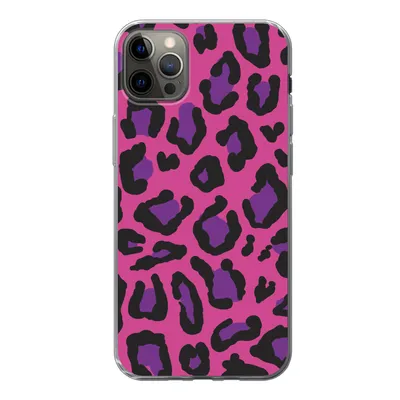 Produktbild von MuchoWow® Handyhülle Schutzhülle Hülle für iPhone 12 Pro Max Pantherdruck - Rosa - Lila Silikon Softcase Handy Hülle - Hartschale