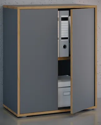Produktbild von VCM Holz Büroschrank Ordner Aktenschrank Büromöbel Schrank Salia 2-fach Breite 60 cm Drehtüren