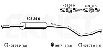 Produktbild von ERNST 505246 Mittelschalldämpfer Schalldämpfer passend für PEUGEOT 206 CC (2D)