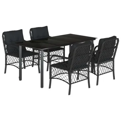 Immagine prodotto di vidaXL set da pranzo da giardino a 5 pezzi con cuscini in rattan nero