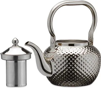 Produktbild von 1-2 Liter Edelstahlteekanne silber mit Sieb
