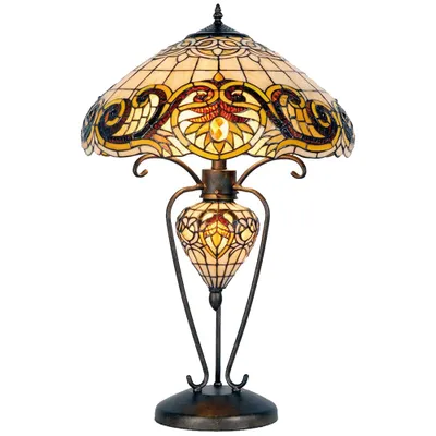 Produktbild von LumiLamp 5LL-5475 Tiffany Tischlampe Ø 46x76 cm Gelb Glas Schreibtischlampe