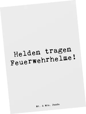 Produktbild von Mr. & Mrs. Panda Ansichtskarte Spruch Feuerwehrmann Helden - Weiß - Geschenk, Feuerwehr, Fotokarte, besonders, Anerkennung, einzelkarte, Postkarte, Aufmerksamkeit
