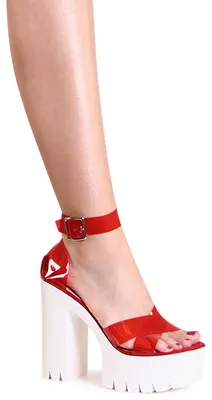 Produktbild von topschuhe24 2179 Damen XXL Plateau Sandaletten Pumps Transparent, Farbe:Rot, Größe:38 EU