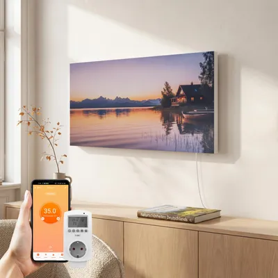 Produktbild von EMKE Infrarotheizung mit Thermostat, Bildheizung 119,5x59,5 cm 1200 W Wandmontage