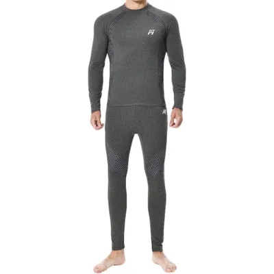 Produktbild von Herren Thermounterwäsche Funktionsunterwäsche Atmungsaktiv Thermo Unterwäsche Baselayer-Set-Grau-M