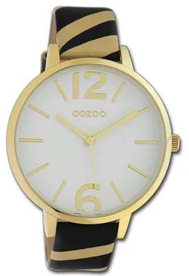 Produktbild von Oozoo Damenuhr Timepieces beige schwarz Lederarmband Quarz Analoguhr D3UOC10213