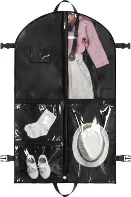 Produktbild von Faltbare Kleidersack Reisetasche, 110x60cm Kleidersack für die Aufbewahrung, Anzugsack Schützt vor Staub, Feuchtigkeit (Schwarz)