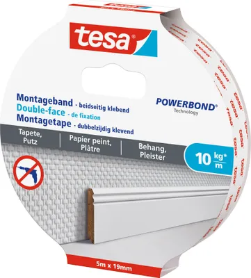 Productafbeelding van tesa Powerbond montageband voor behang/pleisterwerk, 19 mm x 5,0 meter